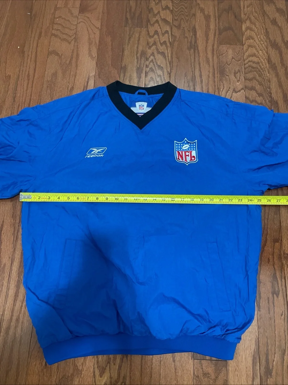 NFL Reebok Mens Vintage 90s Blue Windbreaker V-Neck Pullover  Large Pockets